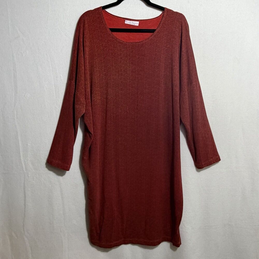 Bryn Walker Holly Red Herringbone Oversized Stretch Alanna Tunic Dress Size M